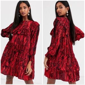 Ba&sh Sym mini snake print red black dress extra small XS